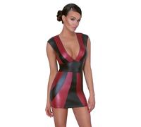 Cottelli PARTY Vestido Rojo/Negro con Rayas Mini Vestido Aspecto Mate Profundo