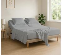 Cottingon, Sábanas prémium de 400 Hilos, 100% algodón Egipcio, con Parte Superior Flexible para Camas de 40 cm de Profundidad, King de 86 cm, Color Gris Claro