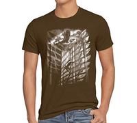 CottoCloud Jaeger Flying Camiseta para Hombre T-Shirt Aot Titan on Attack, Talla:M, Color:Marrón