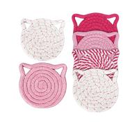 Cotton Absorbent Coasters - 4 Inch Drink Mats Set of 6 | Desk Table Protector with Holder For Home Kitchen Office Bar Restaurant Farmhouse Furniture Protection Decor