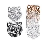 Cotton Absorbent Coasters - 4 Inch Drink Mats Set of 6 | Desk Table Protector with Holder For Home Kitchen Office Bar Restaurant Farmhouse Furniture Protection Decor