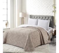 COTTON ARTean Colcha bouti Cama 105 Primavera - Verano ARAQUIL Beige - Reversible poliéster - Jacquard Extra Suave