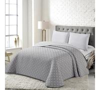 COTTON ARTean Colcha bouti Cama 150 Primavera - Verano - otoño Bayas Gris - Reversible poliéster - Jacquard Extra Suave