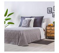 COTTON ARTean Colcha Bouti Cama 150 Primavera - Verano SANTILLANA Gris Algodón -Poliéster Reversible