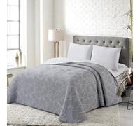 COTTON ARTean Colcha bouti Cama 200 Primavera - Verano ARAQUIL Gris - Reversible poliéster - Jacquard Extra Suave