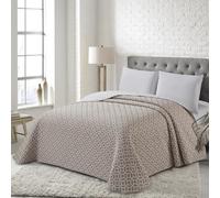 COTTON ARTean Colcha bouti Cama 200 Primavera - Verano - otoño Bayas Beige - Reversible poliéster - Jacquard Extra Suave