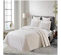 COTTON ARTean- Colcha Bouti NOJA Blanco Cama 180 (270x260 cm). Incluye 2 Fundas de cojín.