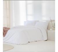 COTTON ARTean Funda Edredón Nórdico Cama 200 Percal Algodón 200 Hilos Noa Blanco 3 Piezas 280x240 Cierre Botones.