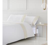 COTTON ARTean Funda Nórdica Cama 105 satén algodón 300 Hilos NOIA Blanco - Beige Funda edredón 180x220 + 1 funda almohada. Cierre con Solapa