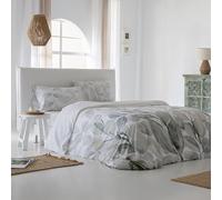 COTTON ARTean Funda Nórdica Cama 135 ALGODÓN 144 Hilos Pas Blanco Y Verde Funda edredón 220x220 + 1 Funda de Almohada Cierre con Botones