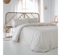 COTTON ARTean Funda Nórdica Cama 150 ALGODÓN 144 Hilos NANSA Beige Funda edredón 240x220 + 2 Fundas de Almohada Cierre con Botones