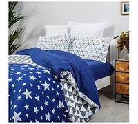 COTTON ARTean Funda Nórdica Cama 150 Algodón - Poliéster Triangle Azul. Funda edredón 240x260 + 2 Fundas almohada