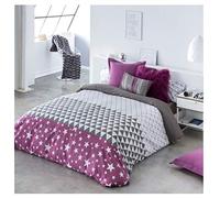 COTTON ARTean Funda Nórdica Cama 150 Algodón - Poliéster Triangle Gris. Funda edredón 240x260 + 2 Fundas almohada