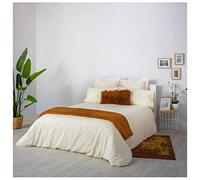 COTTON ARTean Funda Nórdica Cama 150 Jacquard Floral Beige ALGODÓN 100%. Funda edredón 240x220 + 2 fundas almohada. Cierre con botones