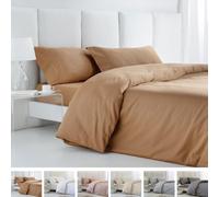 COTTON ARTean Funda Nórdica Cama 150 satén algodón Egipcio de 300 Hilos Leuna Terracota Funda edredón 240 x 220 + 2 Fundas de Almohada + Bajera Ajustable