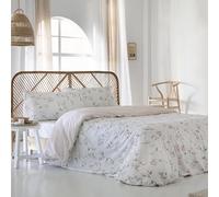 COTTON ARTean Funda Nórdica Cama 180 ALGODÓN 144 Hilos PARRES Beige Reversible Funda edredón 260x240 + 2 Fundas de Almohada Cierre con Botones