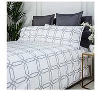 COTTON ARTean Funda Nórdica Cama 180 Tranquility Gris Percal Algodón 200 Hilos. Funda edredón 260x240 + 2 Fundas almohada