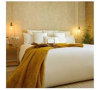 COTTON ARTean Funda Nórdica Cama 200 Algodón Orgánico Turia Beige Funda edredón 280x240 + 2 Fundas de Almohada + Bajera Ajustable Certificado Gots.