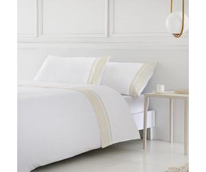 COTTON ARTean Funda nordica Cama 200 NOIA Saten 300 Hilos Blanco y Beige