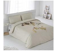 COTTON ARTean Funda Nórdica Japan algodón percal 200 Hilos Cierre con Botones Funda de edredón para Cama de 180 (260x240 cm) + 2 Fundas de Almohada Color Beige