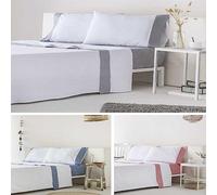 COTTON ARTean Juego de sabanas 150 x 190/200 ALGODÓN ORGANICO IZKI Gris PERCAL 180 Hilos Juego de Cama 150 x 190/200 + 2 Fundas de Almohada + sábana Bajera Ajustable 150x190 / 200. Certificado