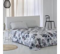 COTTON ARTean Juego de sabanas 200x200 Lorna Gris SATÉN ALGODÓN 100% 200 Hilos Color Blanco Cama de 200 x 190/200 Incluye: sábana encimera + sábana Bajera Ajustable 200x200 + 2 Fundas de Almohada
