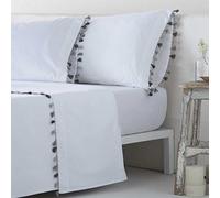 COTTON ARTean Juego de sabanas 200x200 EGA Blanco Cama de 200 x 190/200. 100% ALGODÓN PERCAL 200 Hilos Incluye sábana encimera + 2 Fundas de Almohada + sábana Bajera Ajustable 200x200