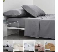 Cotton Artean Juego de sábanas satén algodón egipcio 300 gris 280x260 Cama 200