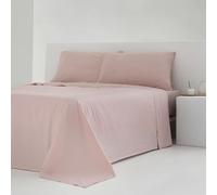 COTTON ARTean Juego de sábanas Cama 180x190 / 200 Percal Algodón 200 Hilos Noa Nude 4 Piezas