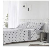 COTTON ARTean Juego de sábanas 200x200 poliéster-algodón GAMIZ gris 4 piezas: Encimera, 2 Fundas Almohada, Bajera Ajustable