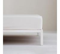 COTTON ARTean Sábana Bajera Ajustable Cama 135x190 Noa Beige 100% ALGODÓN PERCAL 200 Hilos. 4 Puntos de Ajuste