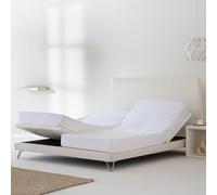 COTTON ARTean Sábana Bajera Camas Dobles articuladas 160x190 Percal algodón 200 Hilos. Noa Blanco