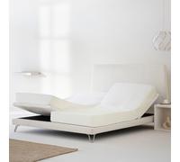 COTTON ARTean Sábana Bajera Camas Dobles articuladas 180x190 Percal algodón 200 Hilos. Noa Beige