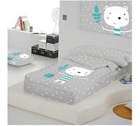 COTTON ARTean Saco nórdico Sin Relleno Cama 90 Jorge Gris | Incluye: Funda de Edredón + Bajera Ajustable + 1 F. de Almohada. Unido a bajera con cremallera en L