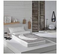 COTTON ARTean Saco nórdico Sin Relleno Cama 90 Moon Grey | Incluye: Funda de Edredón + Bajera Ajustable + 1 F. de Almohada. Unido a bajera con cremallera en L
