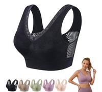 Cotton Buttonless Comfy Lifting Shaping Bra,Full Coverage Underwire-Free Bra for Women,Sports Bras with Removable Breast Pads (FR/ES, Letras, XXL, Regular, Regular, Black)