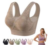 Cotton Buttonless Comfy Lifting Shaping Bra,Full Coverage Underwire-Free Bra for Women,Sports Bras with Removable Breast Pads (FR/ES, Letras, M, Regular, Regular, Coffee)