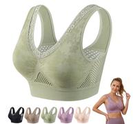 Cotton Buttonless Comfy Lifting Shaping Bra,Full Coverage Underwire-Free Bra for Women,Sports Bras with Removable Breast Pads (FR/ES, Letras, 6XL, Regular, Regular, Green)