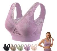 Cotton Buttonless Comfy Lifting Shaping Bra,Full Coverage Underwire-Free Bra for Women,Sports Bras with Removable Breast Pads (FR/ES, Letras, 3XL, Regular, Regular, Purple)