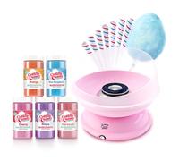 Cotton Candy Express CC1000-S - Máquina de algodón de azúcar con paquete de 5 azúcares (cereza, uva, azul, frambuesa, naranja, rosa, vainilla)