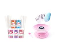 Cotton Candy Express CC1000-S - Máquina de algodón de azúcar con paquete de 5 azúcares (cereza, uva, azul, frambuesa, naranja, rosa, vainilla)