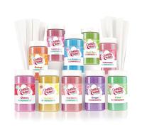 Cotton Candy Express Paquete variado de azúcar y conos de hilo dental con tarros de plástico de 10 onzas de azúcares de hilo dental surtidos, más 100 conos de papel. Uso con máquina de encimera Cotton