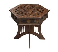 COTTON CRAFT Mesa auxiliar de madera maciza, mesa decorativa marroquí tallada a mano, mesa auxiliar plegable bohemia, para espacios pequeños, entrada, sala de estar, mesita de noche, sin herramientas,