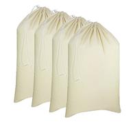 COTTON CRAFT - Paquete de 4 bolsas de lavandería extragrandes de lona de algodón 100% resistente, algodón natural, 28 x 36 pulgadas, versátiles, multiusos, saco de Papá Noel