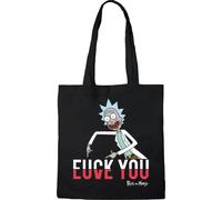 cotton division TOTE BAG RICK AND MORTY FUCK YOU, Referencia: BWRIMODBB002, negro, 38 x 40 cm, Negro, talla única, Utilidad