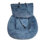 Cotton Dog Car Seat, Plush Booster Bed, Secure Ride, Soft Detachable Pet Carrier, Washable Cushion with Safety Leash Strap for Small Dogs in Car, Trucks, Pickup Travel Use