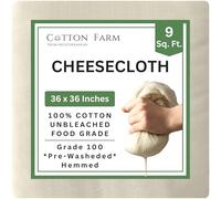 COTTON FARM FROM MEDITERRANEAN - Estopilla, grado 100, 0,8/1,67/4,1 m2, ultrafina y densa, sin blanquear, reutilizable, lavable, ideal para colar, filtrar, asar o limpiar