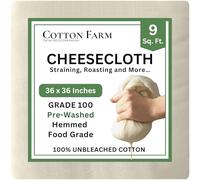 COTTON FARM FROM MEDITERRANEAN - Estopilla, grado 100, 0,8/1,67/4,1 m2, ultrafina y densa, sin blanquear, reutilizable, lavable, ideal para colar, filtrar, asar o limpiar