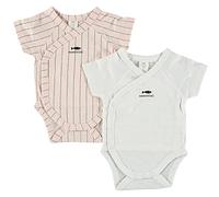 COTTON FISH - Set Bodies para Bebé. Estampados y Colores variados. Body cruzado manga corta con abertura delantera. Pack de 2 ud. 100% Algodón.(3M/3A) (Rayas - Blanco y Rosa, 6 meses)