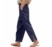 Cotton Linen Trousers for Teenage Girls Lightweight Summer Wide Leg Baggy Joggers Kids Loose Fit Elastic Waist Plus Size Plain Casual School Long Trousers Tracksuit Bottoms